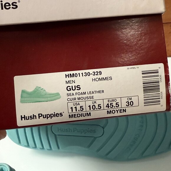 Hush Puppies Shoes Sneakers Mens Size 11.5 GIL Sea Foam Leather Cuir Mousse NIB - Picture 11 of 11
